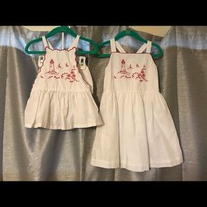 Ralph Lauren 24M matching tops Bloomer red white
